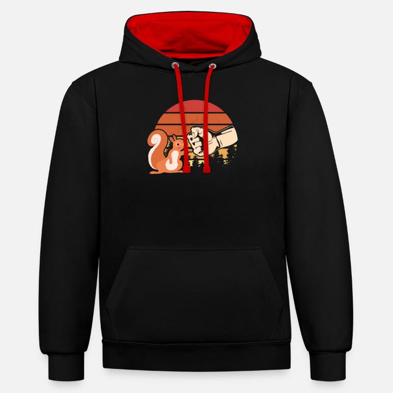 Eichhörnchen Fauststoß Eichhörnchen Liebhaber - Kontrast-Hoodie - Schwarz/Rot
