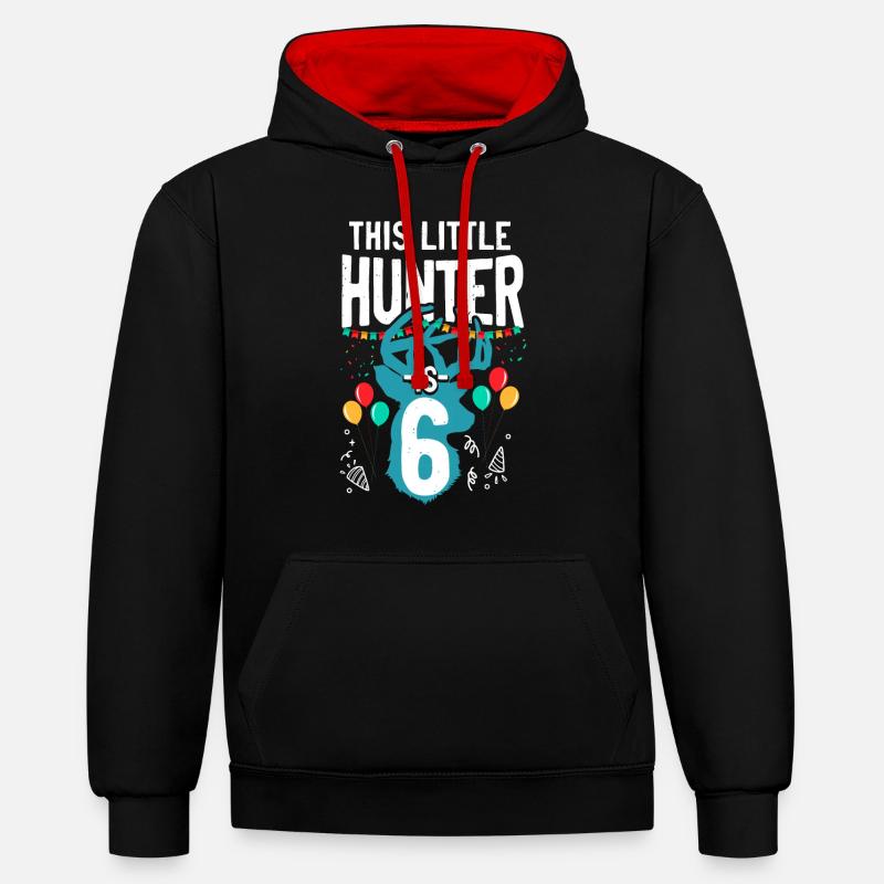 Buck Deer Chasse Hunter Kid - Sweat à capuche contrasté - noir/rouge