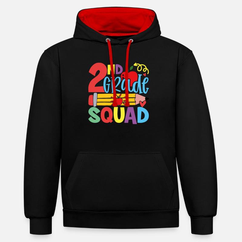 Équipe De 2e Année - Sweat à capuche contrasté - noir/rouge