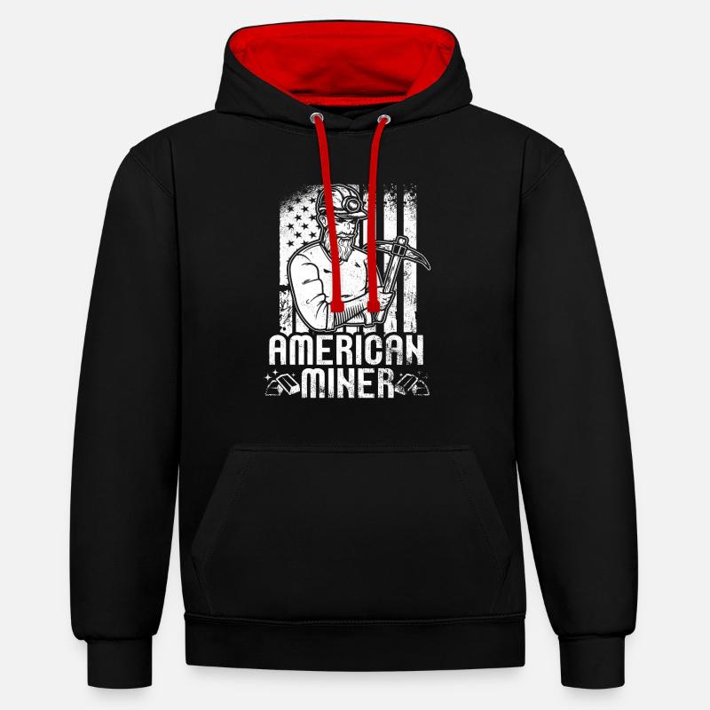 Mine d’or minière - Sweat à capuche contrasté - noir/rouge
