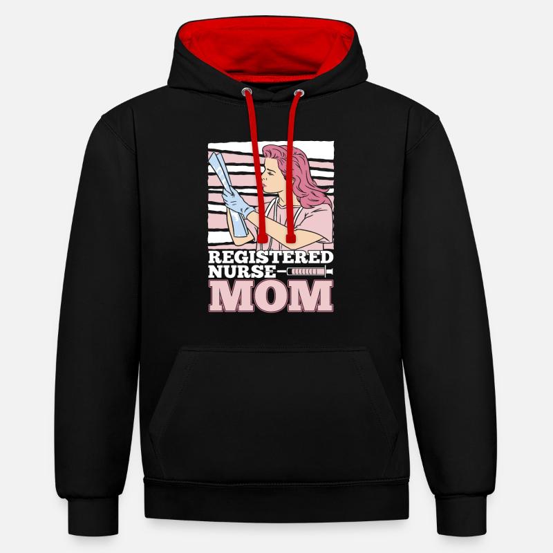 Infirmier - Sweat à capuche contrasté - noir/rouge