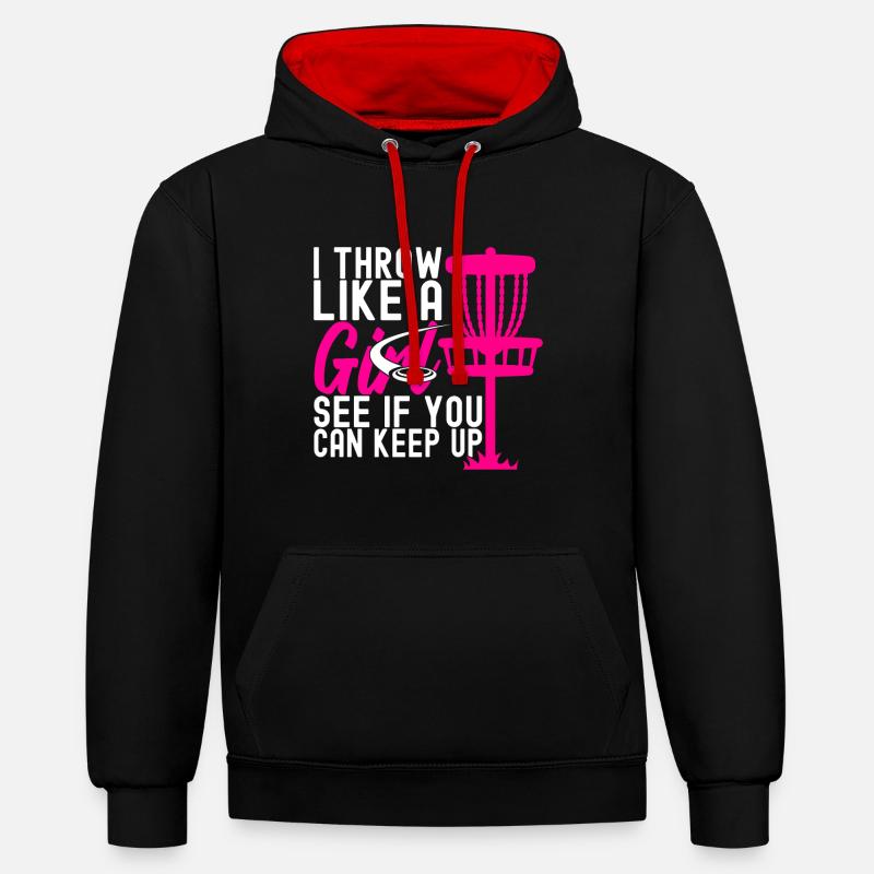 Disc Golf Disc Golfeur - Sweat à capuche contrasté - noir/rouge