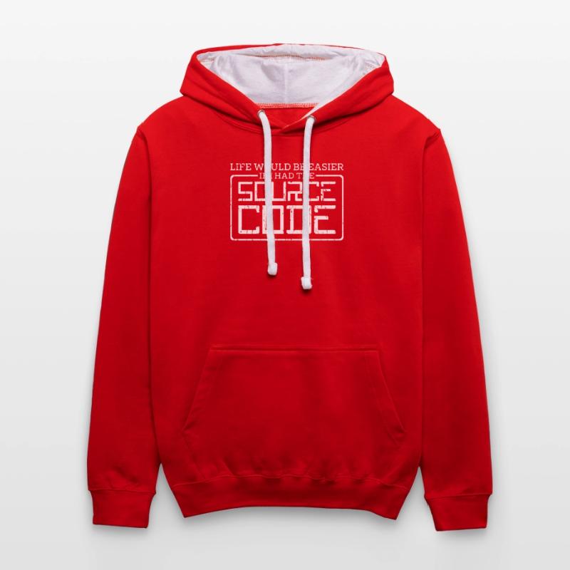 La vie serait plus facile si j’avais le code source - Sweat à capuche contrasté