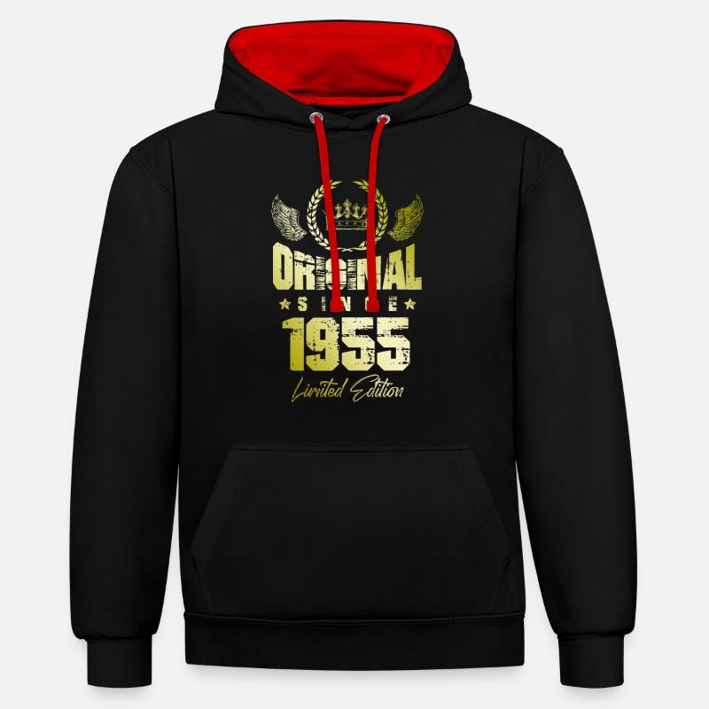 Édition limitée 1955 - Sweat à capuche contrasté - noir/rouge