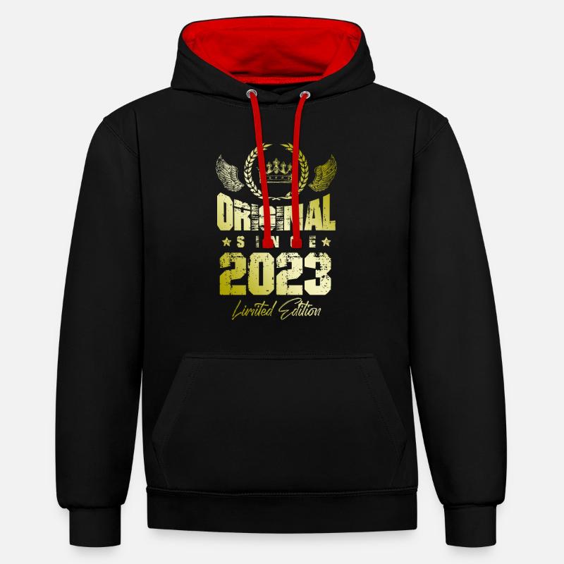 Édition limitée 2023 - Sweat à capuche contrasté - noir/rouge