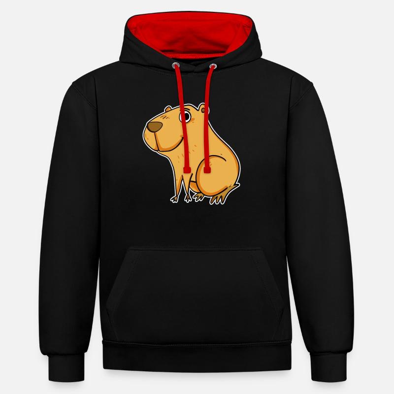 Capybara Wasserschwein - Sweat à capuche contrasté - noir/rouge