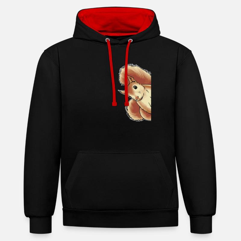 Funny squirrel, squirrel, squirrel - Contrast hoodie - black/red
