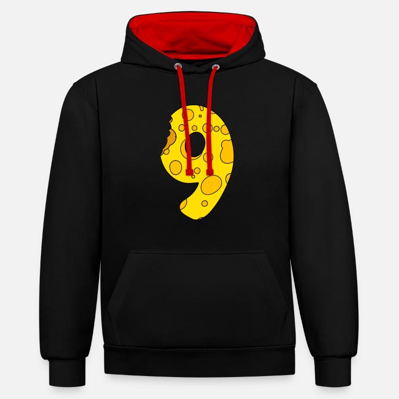 Fromage numéro 9 - Sweat à capuche contrasté - noir/rouge