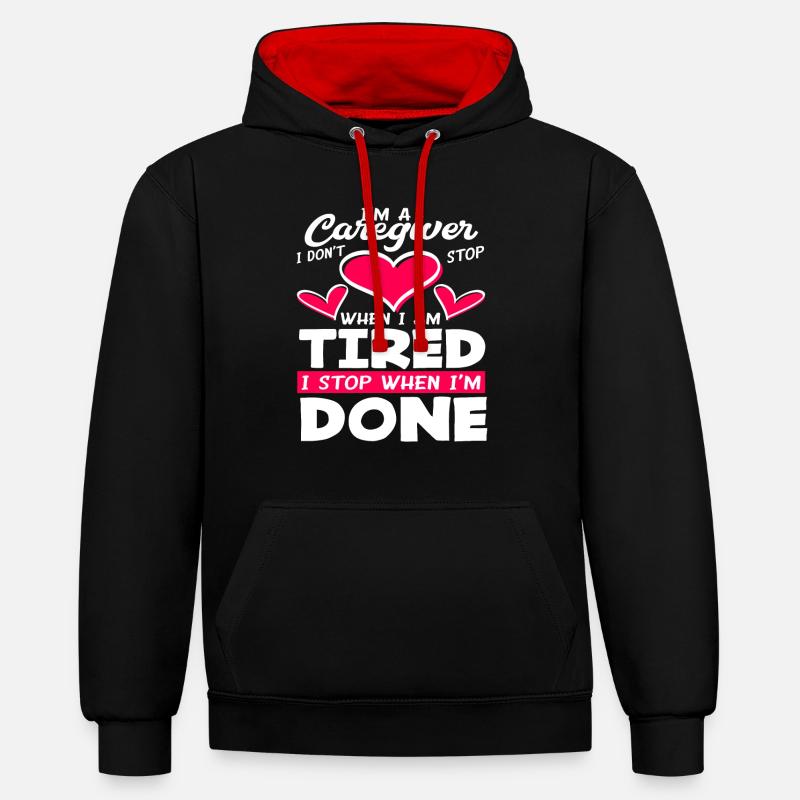 Fière infirmière - Sweat à capuche contrasté - noir/rouge