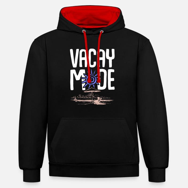 vacances d’été - Sweat à capuche contrasté - noir/rouge