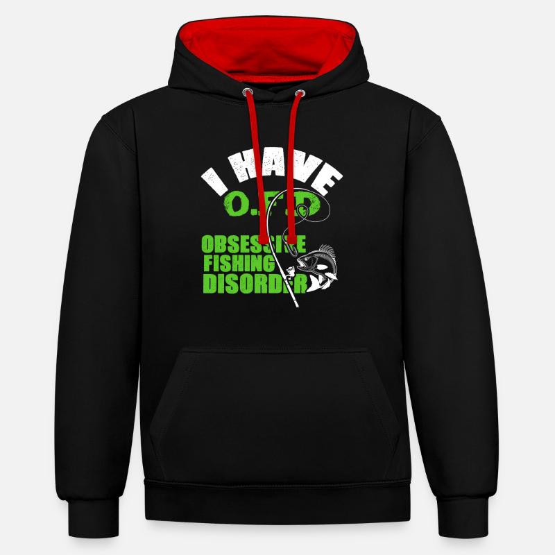 pêche pêche - Sweat à capuche contrasté - noir/rouge