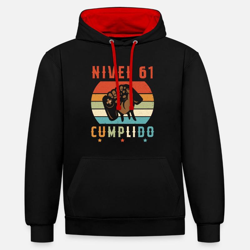 Niveau 61 complete - Sweat à capuche contrasté - noir/rouge