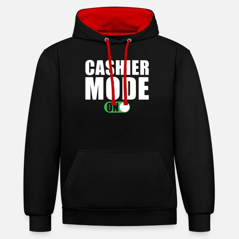 Mode Caissier activé - Sweat à capuche contrasté - noir/rouge