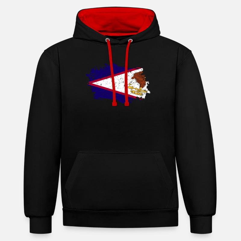 Drapeau des Samoa américaines - Sweat à capuche contrasté - noir/rouge