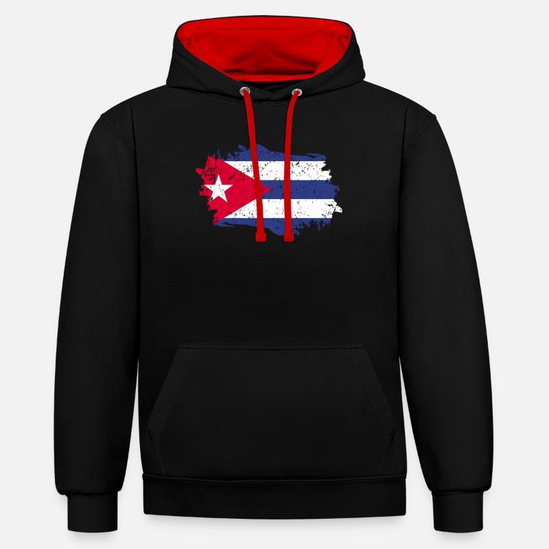 Cuba Flag Grunge Cuba Flag - Sweat à capuche contrasté - noir/rouge