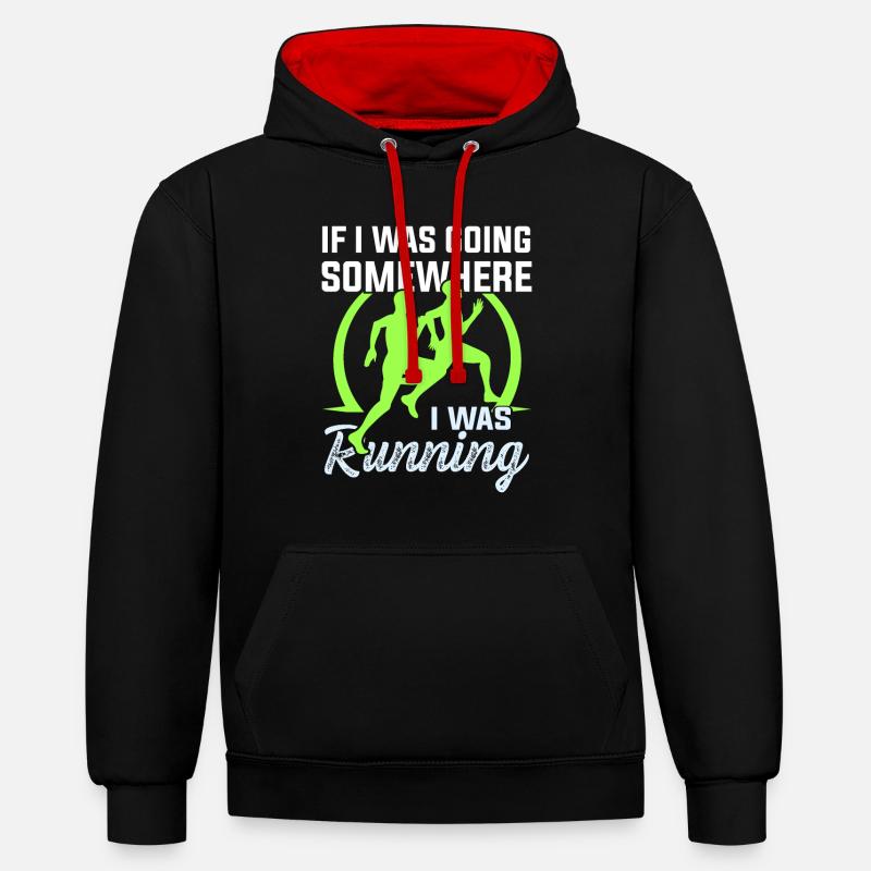 slogan de course - Sweat à capuche contrasté - noir/rouge