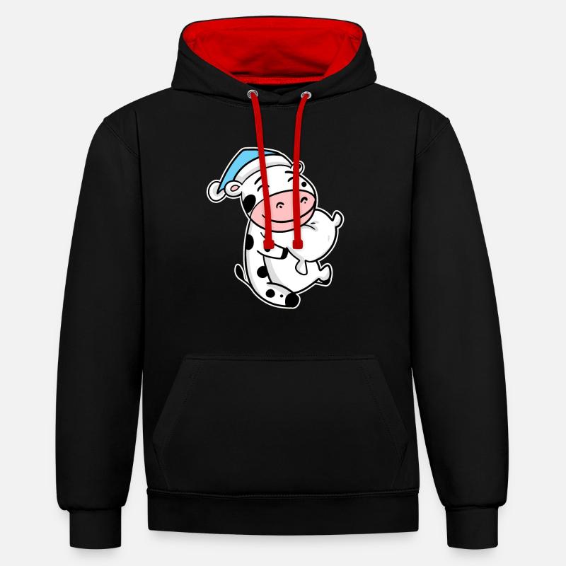 Bébé vache - Sweat à capuche contrasté - noir/rouge