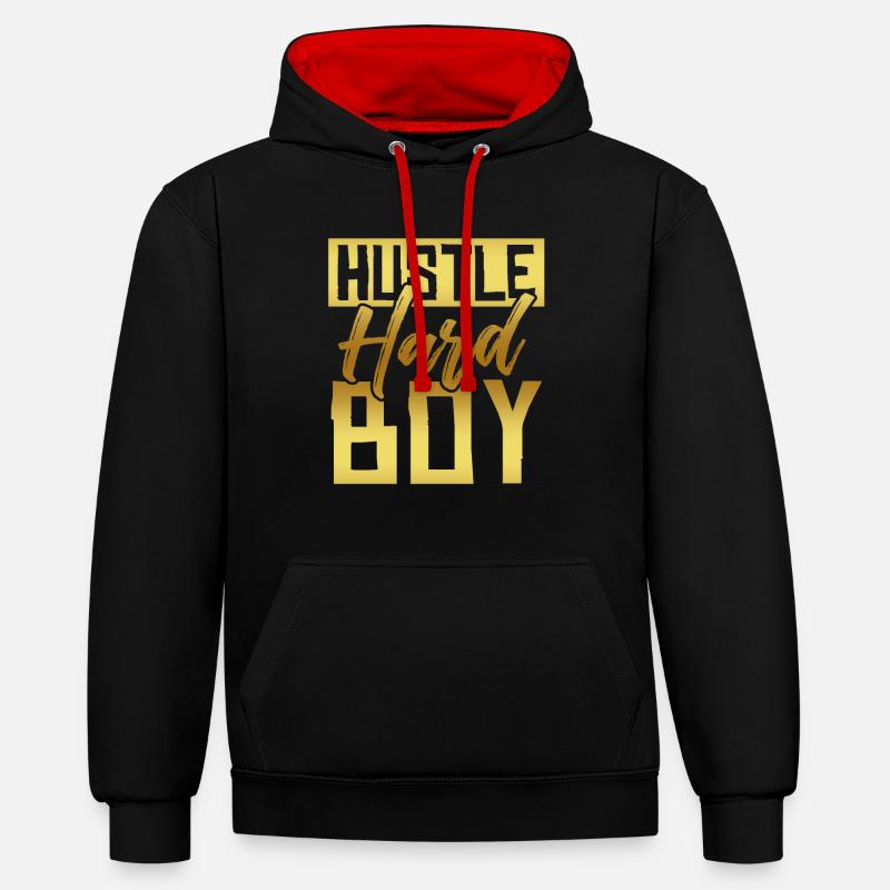 garçon jeune bousculade dure - Sweat à capuche contrasté - noir/rouge