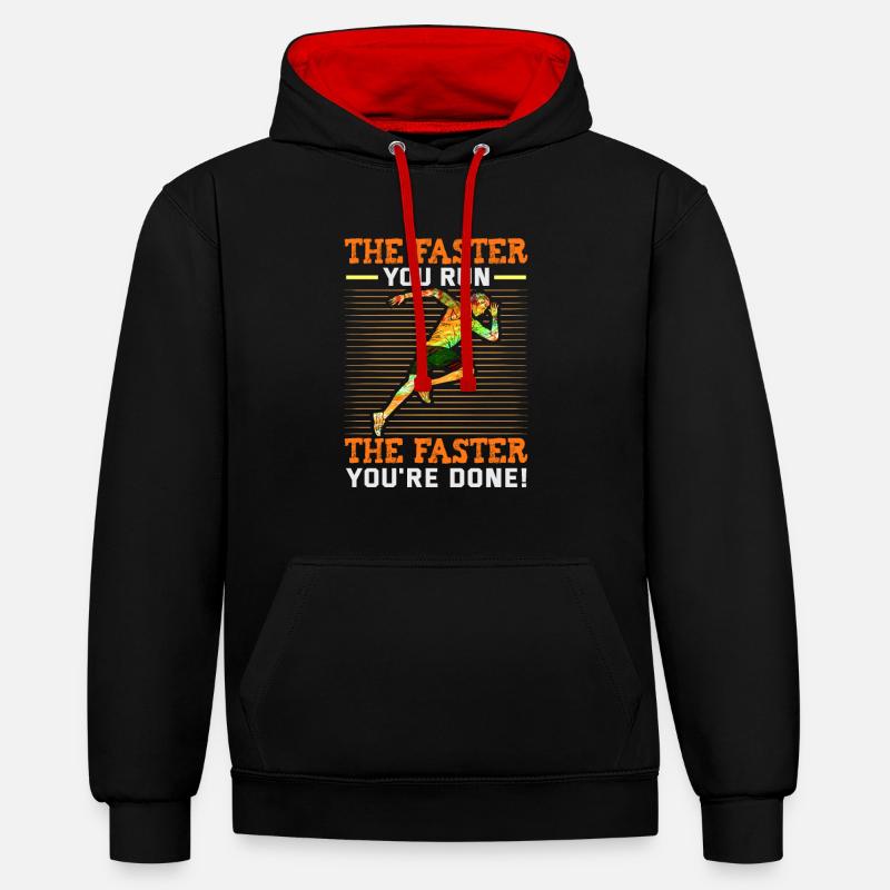 Running Marathon Runner Running - Sweat à capuche contrasté - noir/rouge