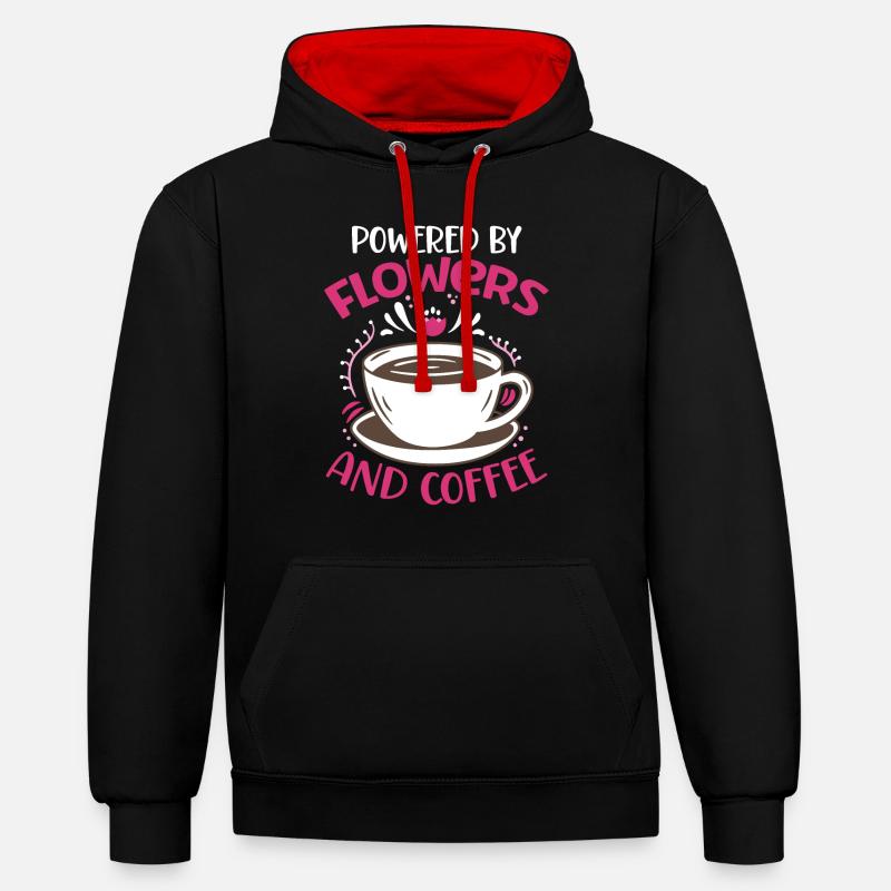 Fleuriste Fleurs Fleurs Fleuriste - Sweat à capuche contrasté - noir/rouge