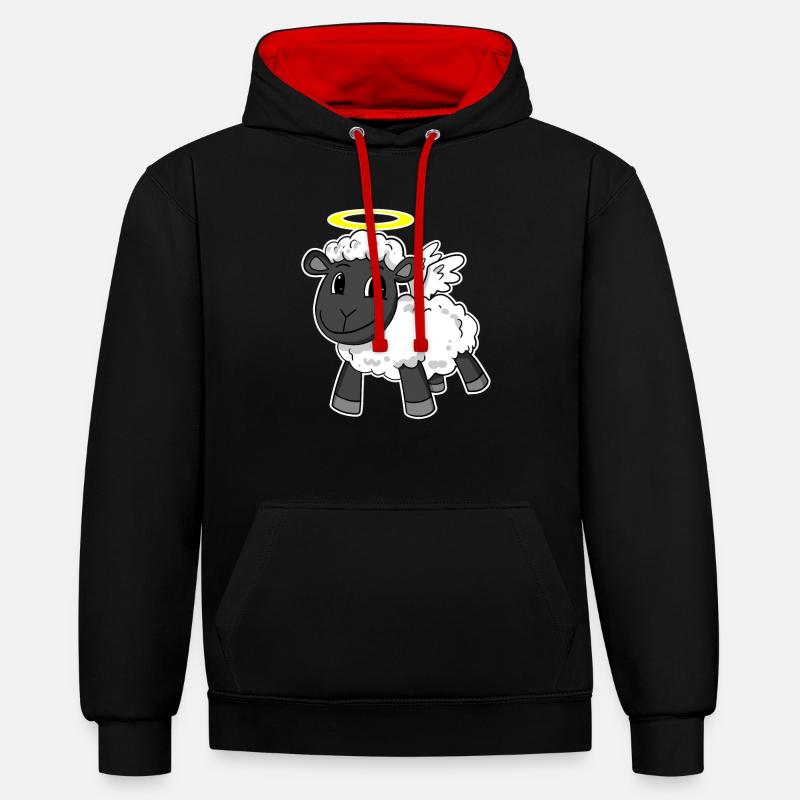 Ange mouton - Sweat à capuche contrasté - noir/rouge