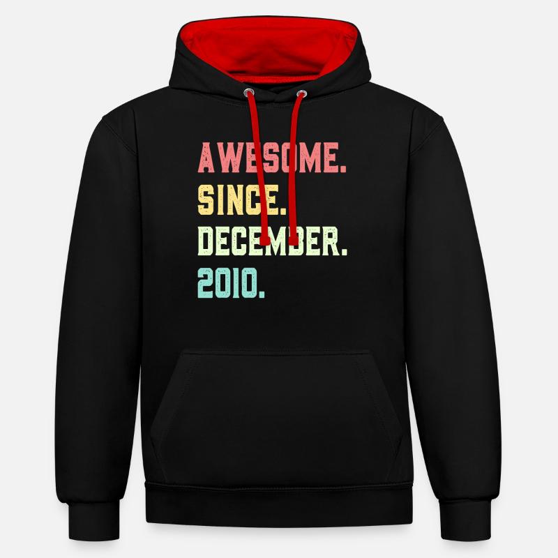 Génial depuis décembre 2010 - Sweat à capuche contrasté - noir/rouge
