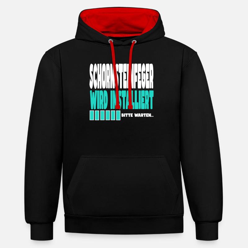 Schornsteinfeger wird installiert - Kontrast-Hoodie - Schwarz/Rot