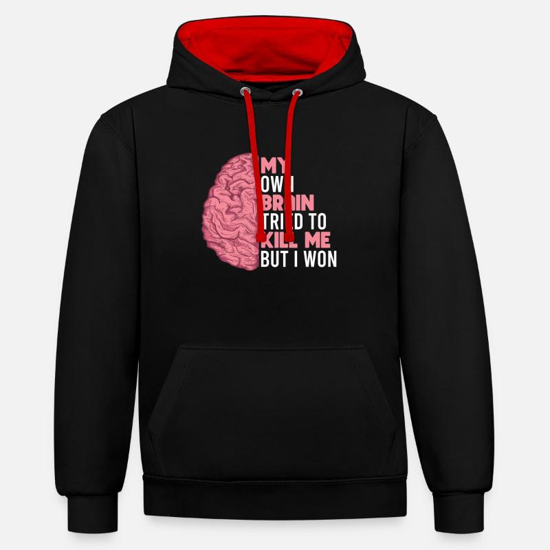 Schlaganfall Survivor Schlaganfall Bewusstsein - Kontrast-Hoodie - Schwarz/Rot