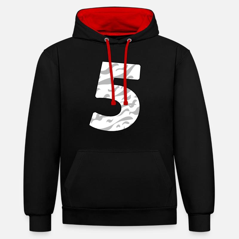 5 - Sweat à capuche contrasté - noir/rouge