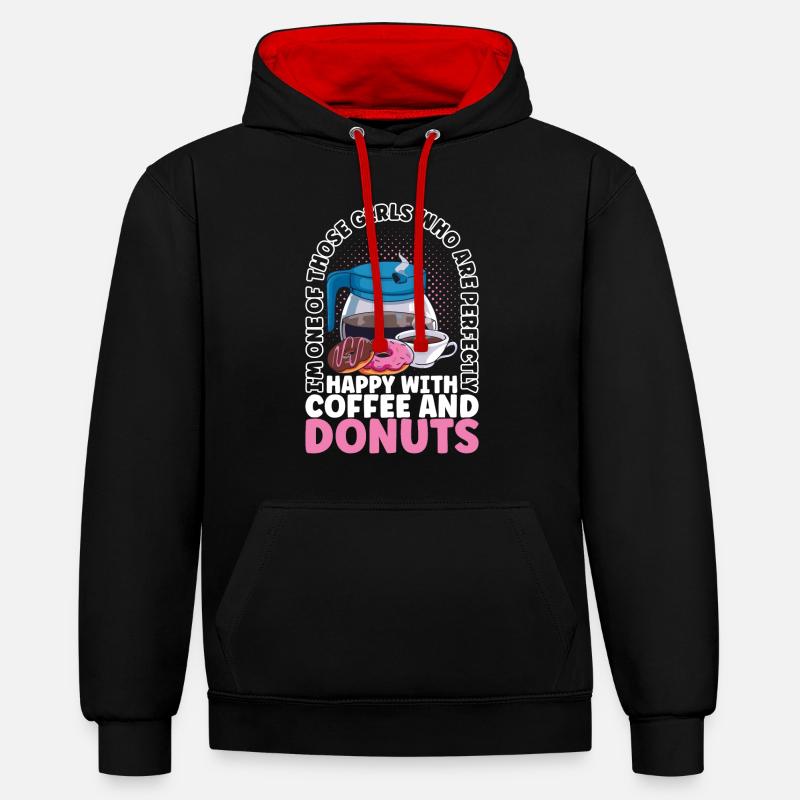 Beignets au café - Sweat à capuche contrasté - noir/rouge