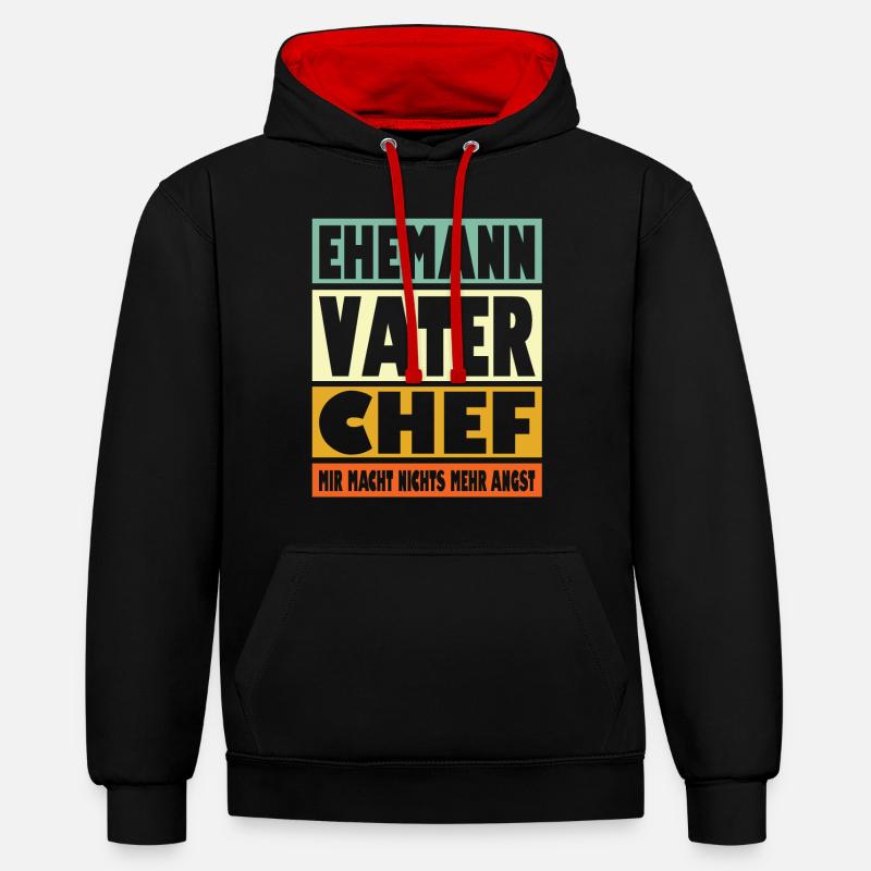 Chef Vater Ehemann Held - Kontrast-Hoodie - Schwarz/Rot
