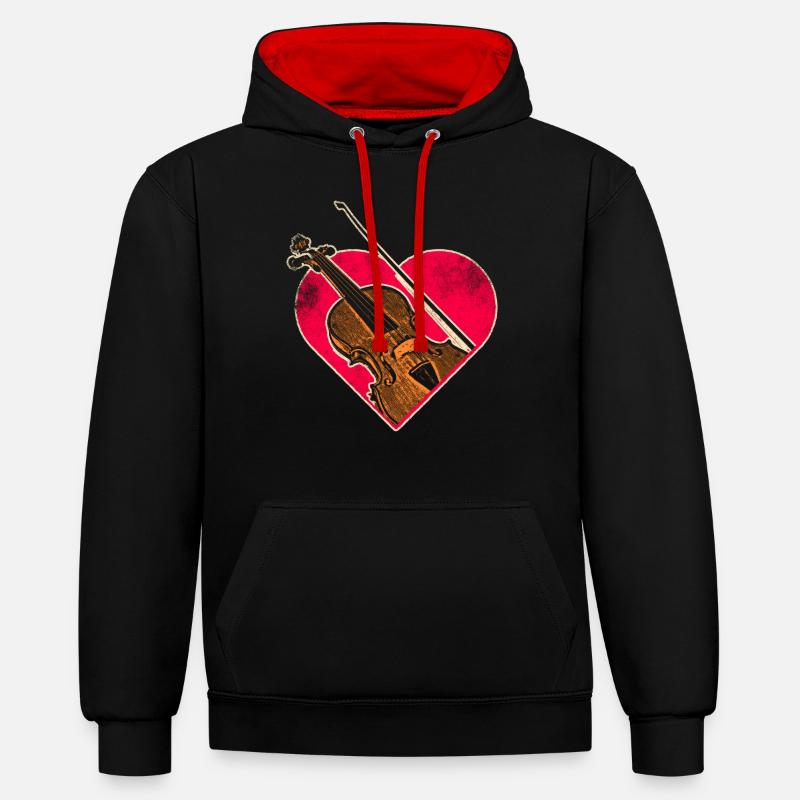 Violon Violoniste Instrument - Sweat à capuche contrasté - noir/rouge