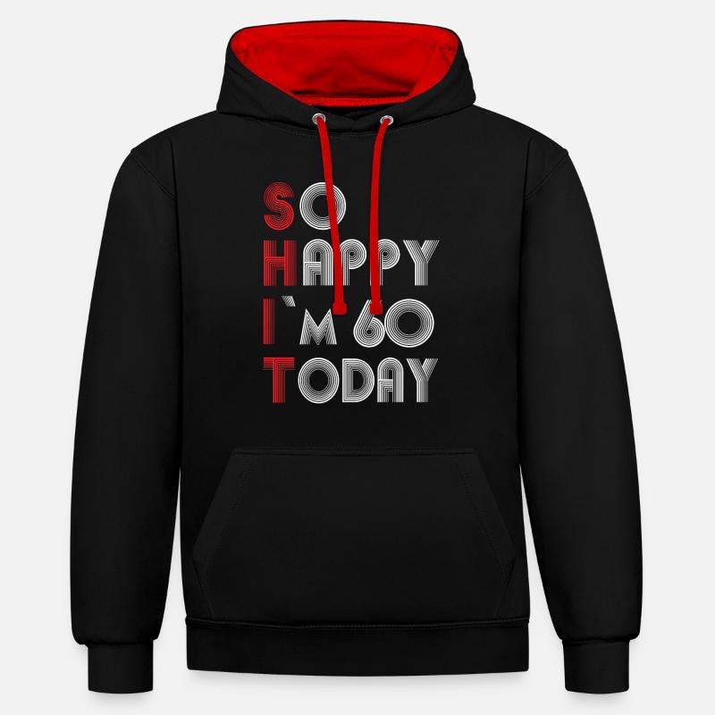60e anniversaire - Sweat à capuche contrasté - noir/rouge