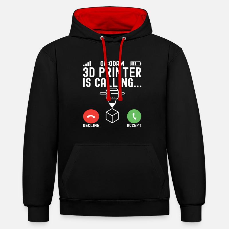 Impression 3D - Sweat à capuche contrasté - noir/rouge
