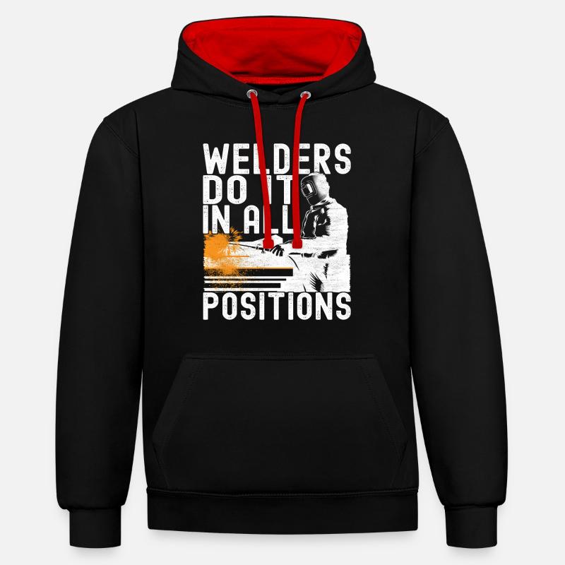 Soudeurs Soudage - Sweat à capuche contrasté - noir/rouge