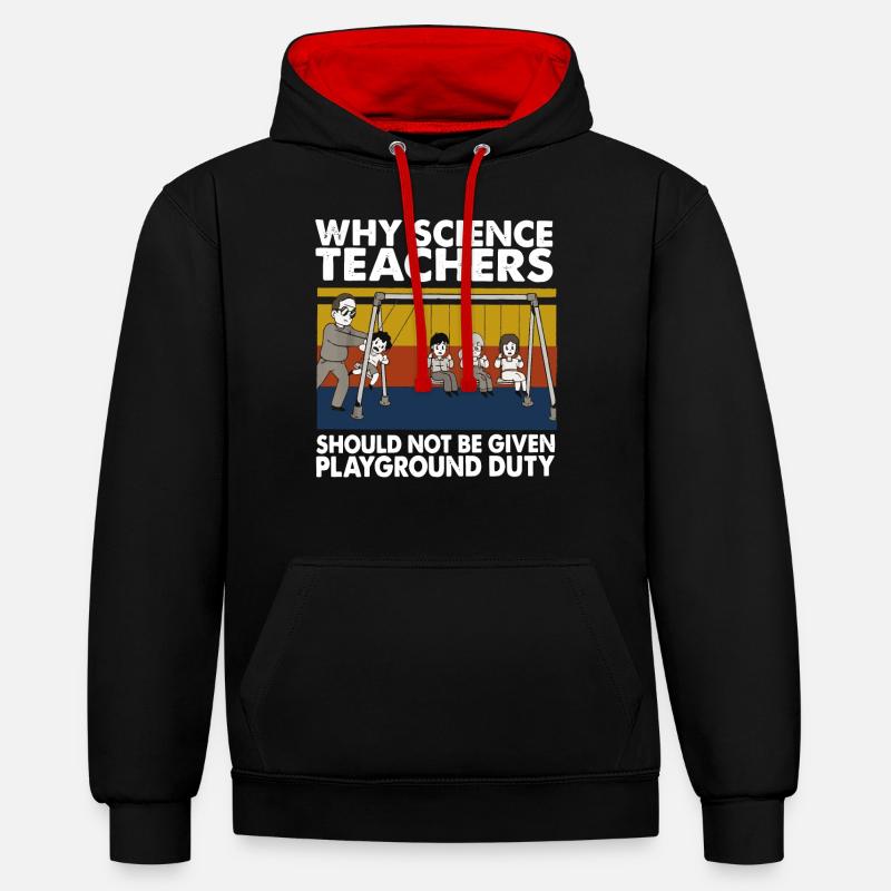 Professeur de sciences - Sweat à capuche contrasté - noir/rouge
