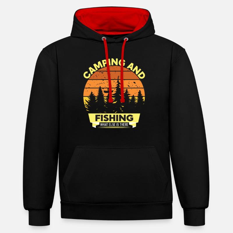 Camping et pêche - Sweat à capuche contrasté - noir/rouge