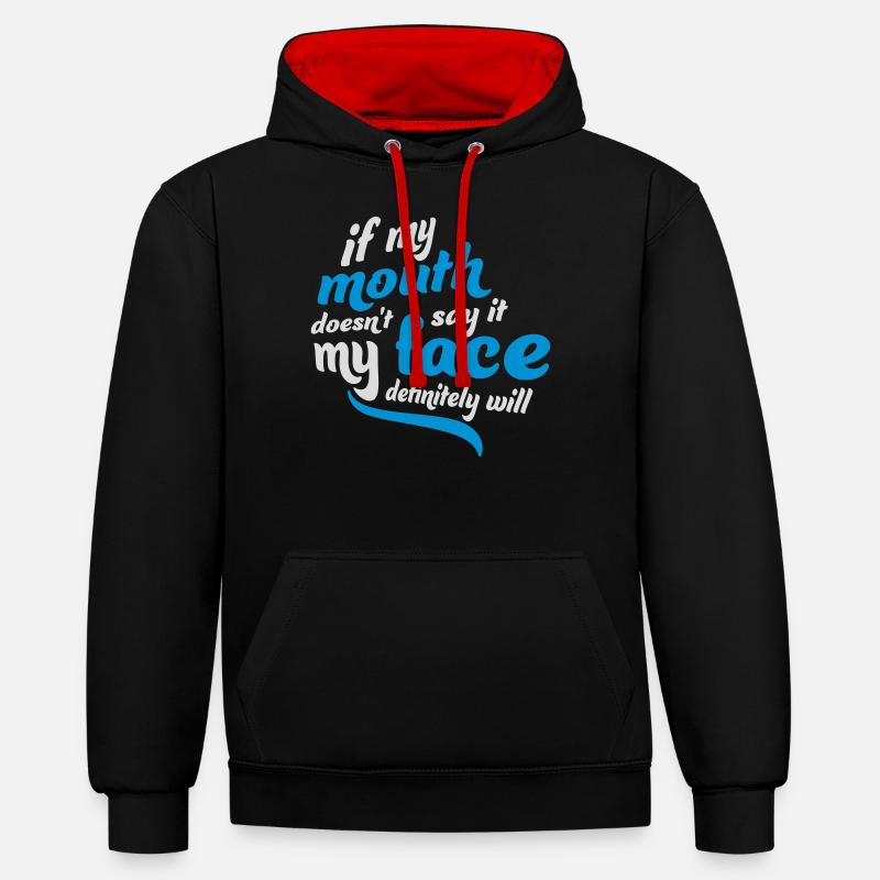 Mon visage le fera certainement - Sweat à capuche contrasté - noir/rouge
