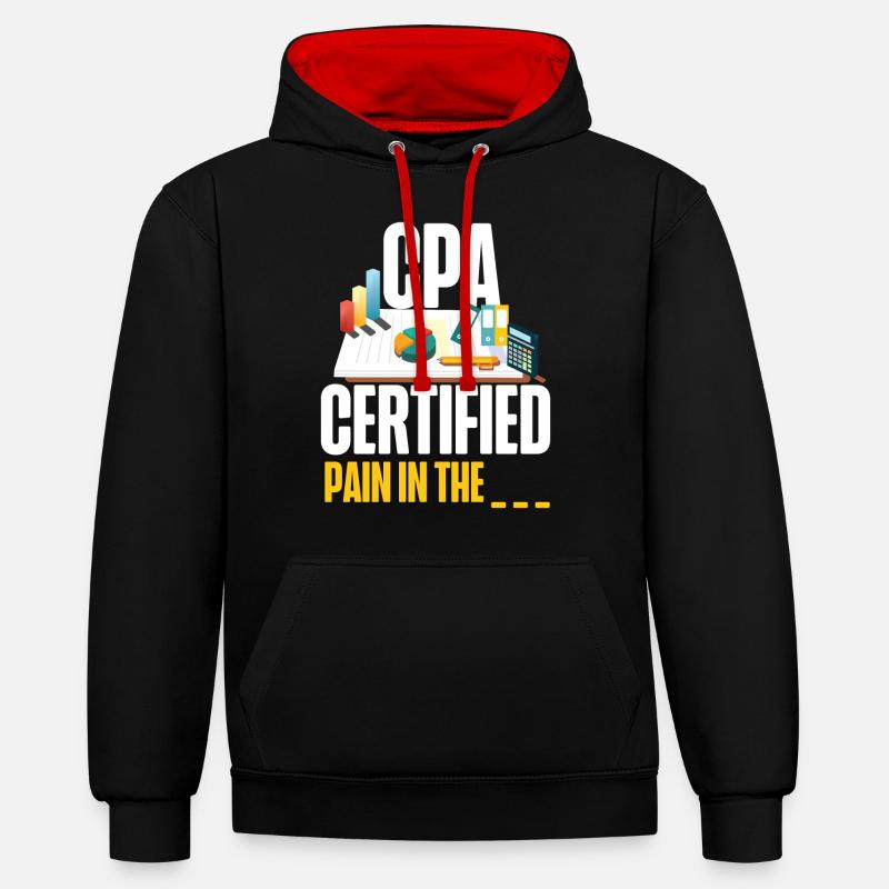 Comptable Comptable Comptable - Sweat à capuche contrasté - noir/rouge