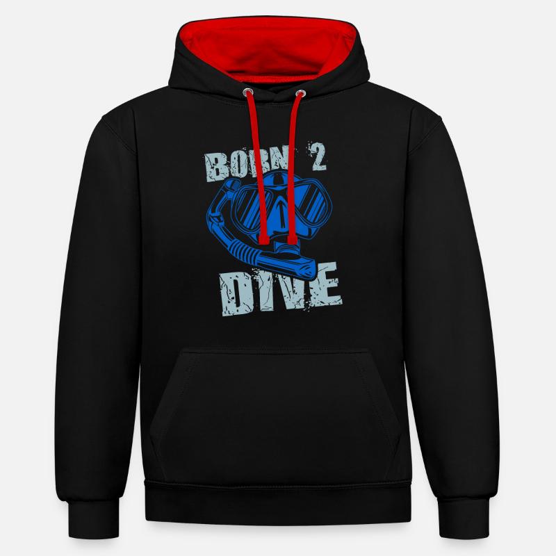 Né pour plonger - Sweat à capuche contrasté - noir/rouge