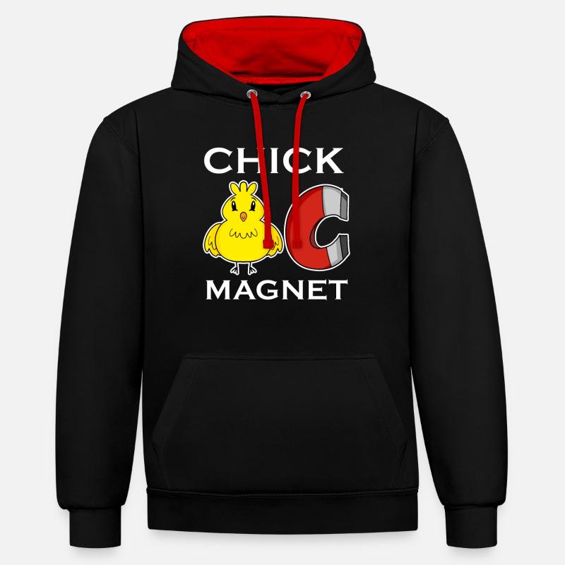 Aimant de poussin - Sweat à capuche contrasté - noir/rouge
