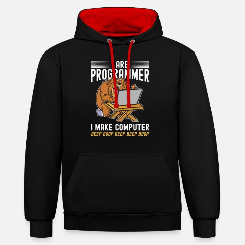 i am a programmer - Contrast hoodie - black/red