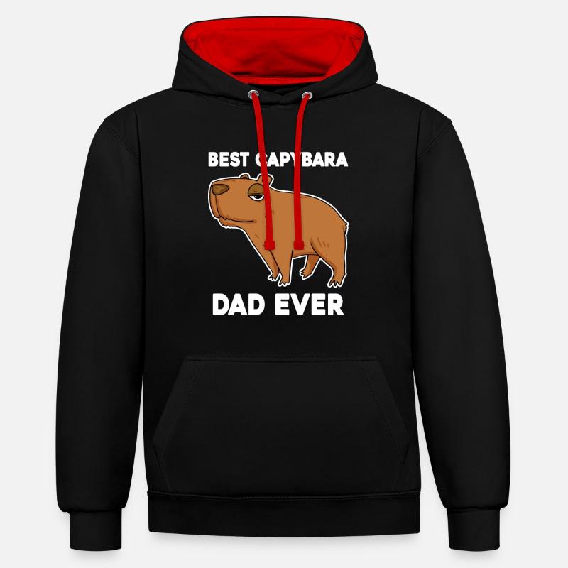 Capybara Père Capybara - Sweat à capuche contrasté - noir/rouge