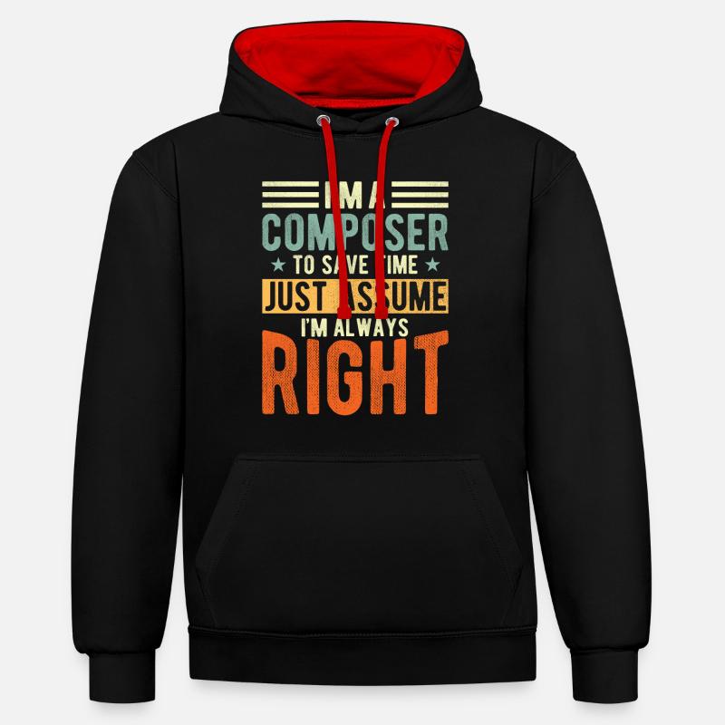 Compositeur - Sweat à capuche contrasté - noir/rouge