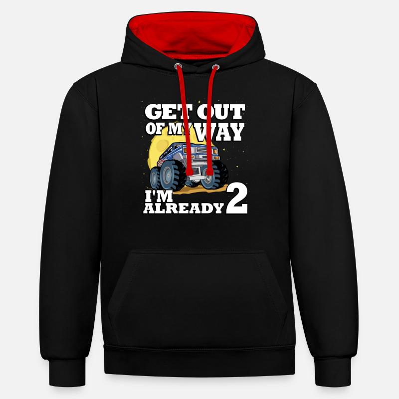 Sortez de mon chemin je suis déjà 2 camion 2. - Sweat à capuche contrasté - noir/rouge