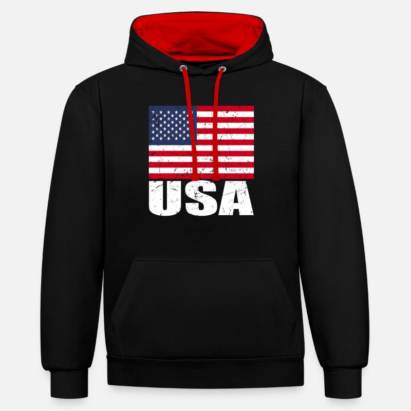 Drapeau de cerf - Sweat à capuche contrasté - noir/rouge