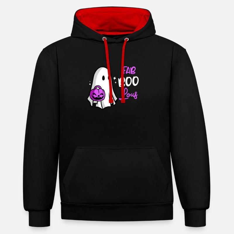 Halloween - Sweat à capuche contrasté - noir/rouge