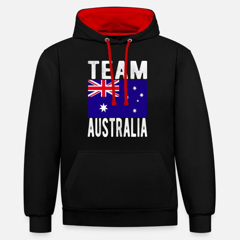 Drapeau de l’Australie - Sweat à capuche contrasté - noir/rouge