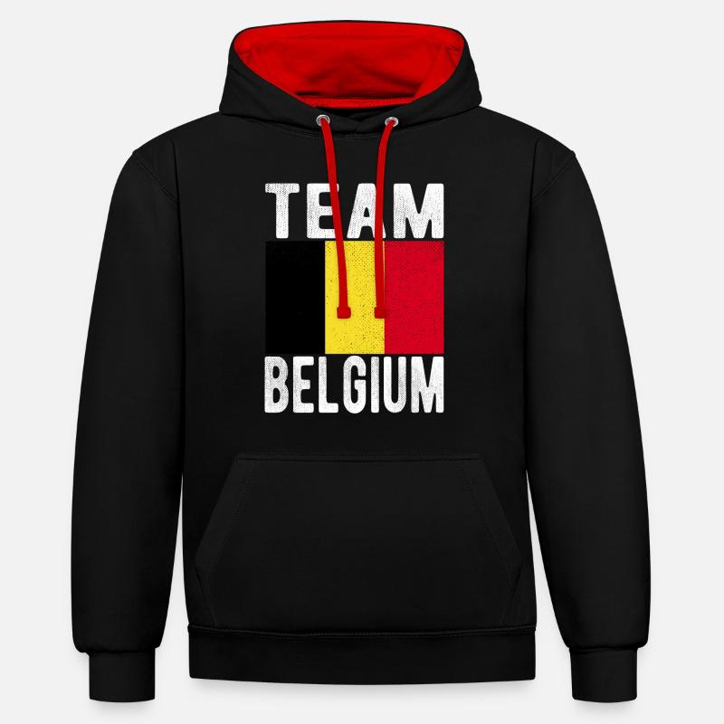 Drapeau de la Belgique - Sweat à capuche contrasté - noir/rouge