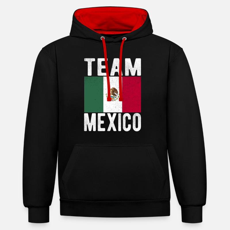 Drapeau du Mexique - Sweat à capuche contrasté - noir/rouge
